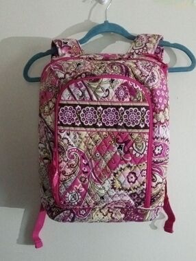Vera Bradley Quilted Pink Paisley Geometric Cottagecore Laptop Boho Backpack